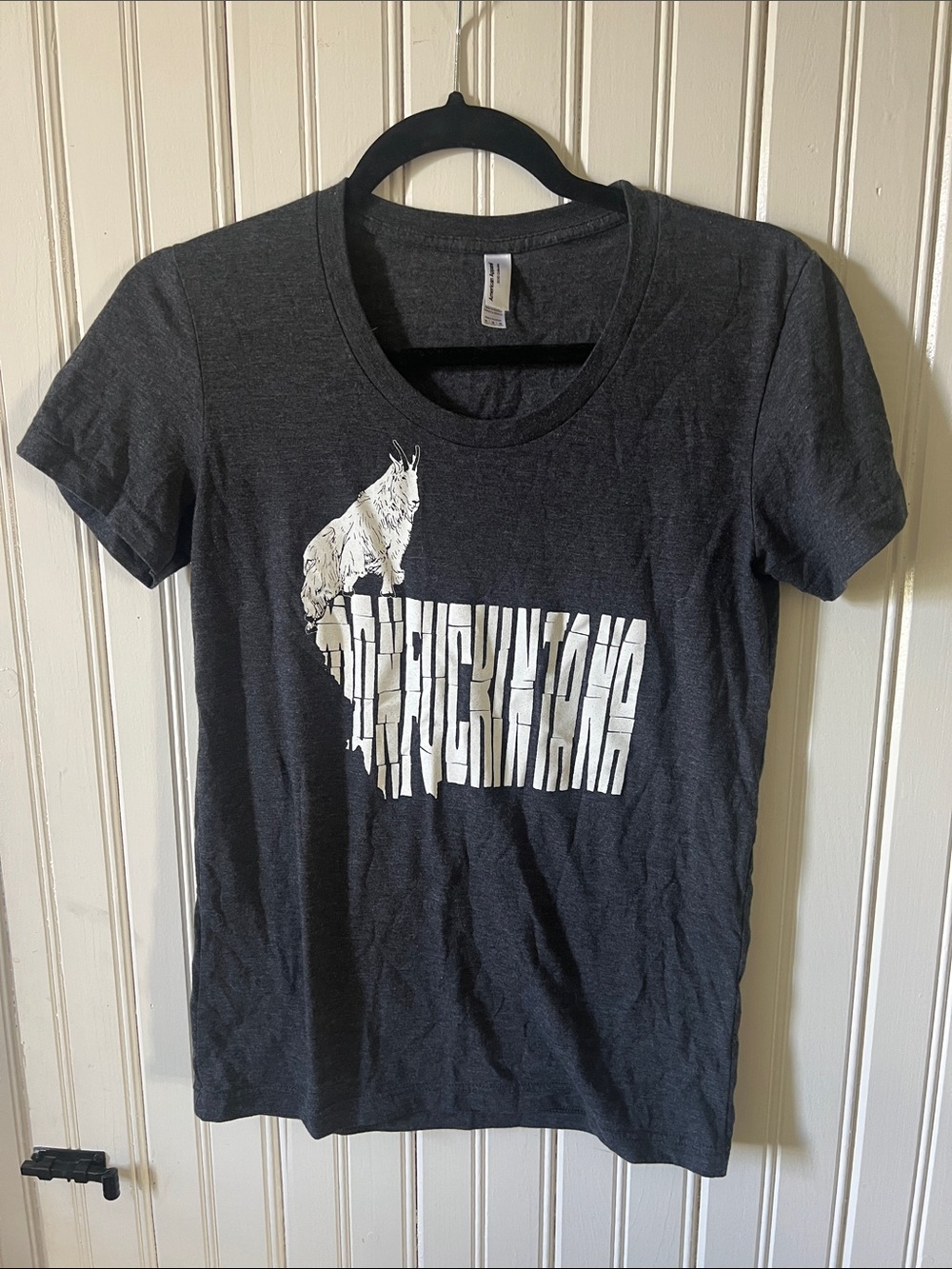 Charcoal Graphic Tee with White Montana Print “Monfuckintana”